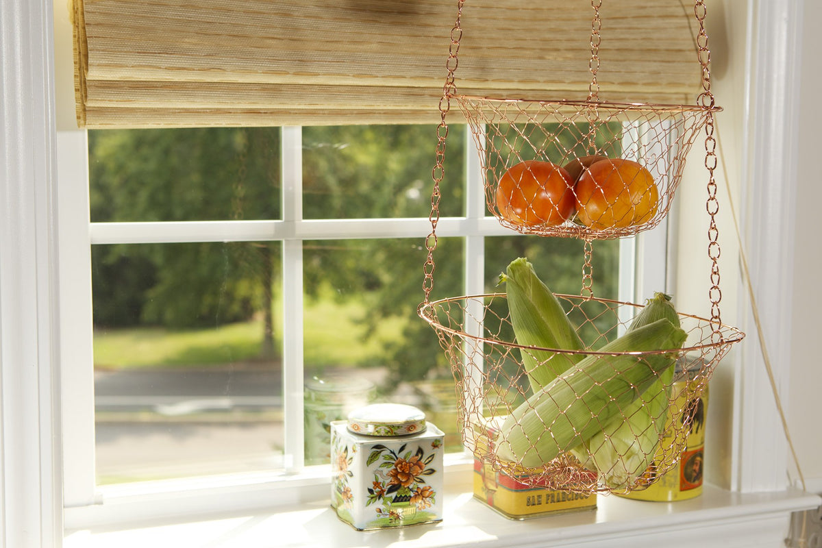 3-Tier Copper Hanging Fruit Baskets X37096