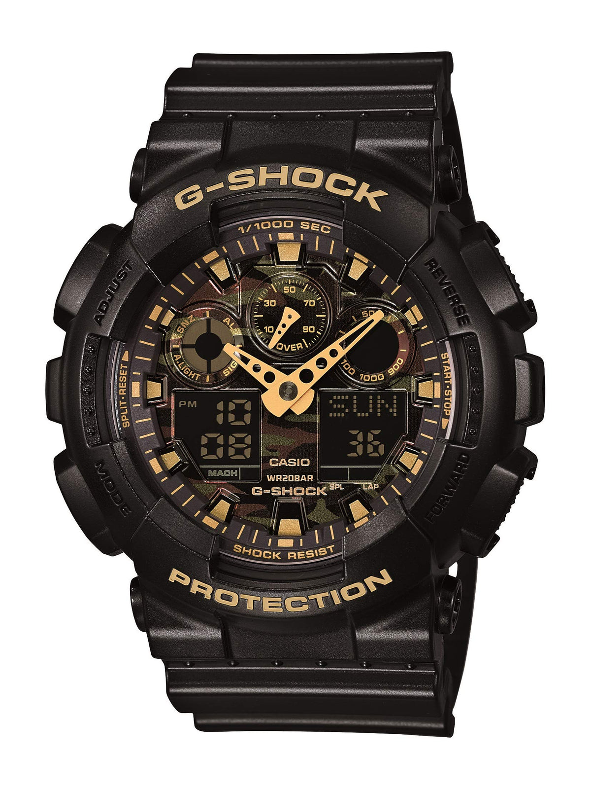 Camouflage Watch with Black Resin Band Y493