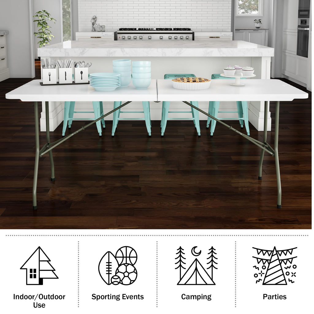 White 6ft Portable Folding Table N5304