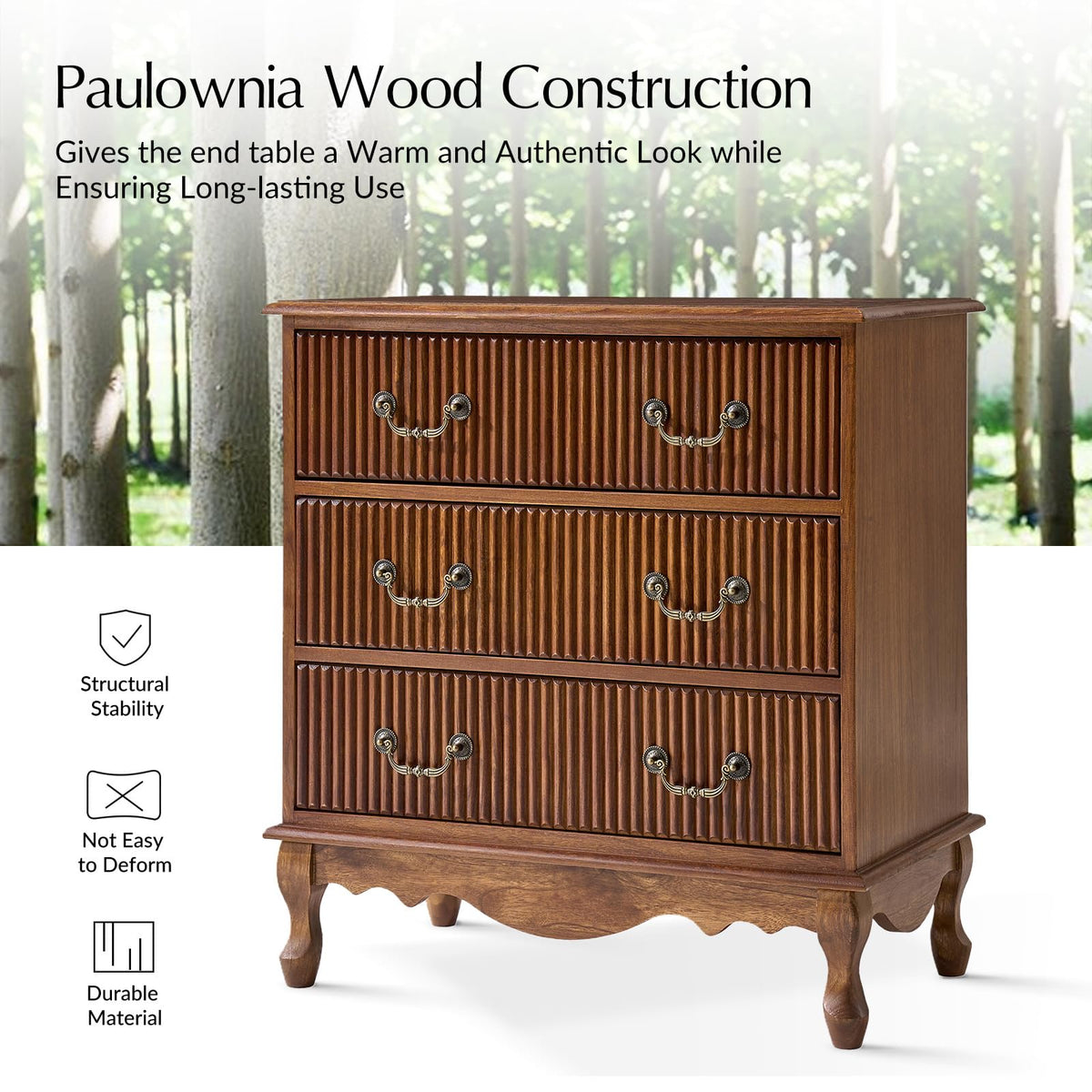 Set of 2 Wood Side Table with 3 Drawers and Charging Station R30644