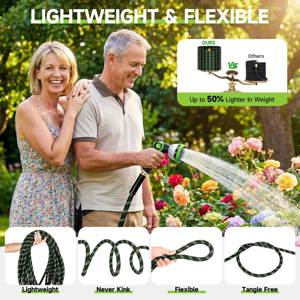 100 ft Flexible Lightweight Kink-Free Garden Hose with 10 Function Nozzle Z91689