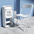 10 Pack White Plastic Folding Chair with Steel Frame F659