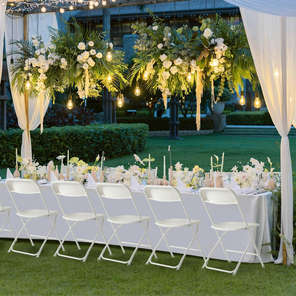 10 Pack White Plastic Folding Chair with Steel Frame F659