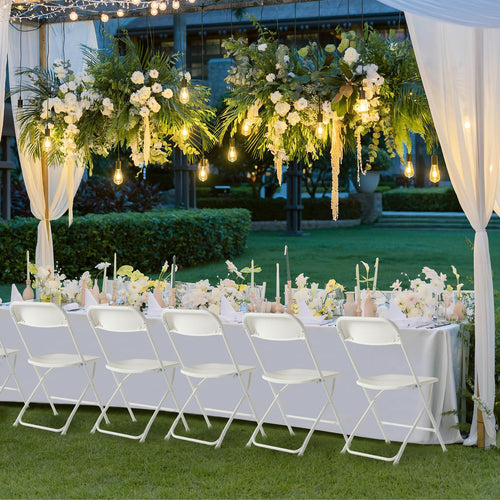 10 Pack White Plastic Folding Chair with Steel Frame F659