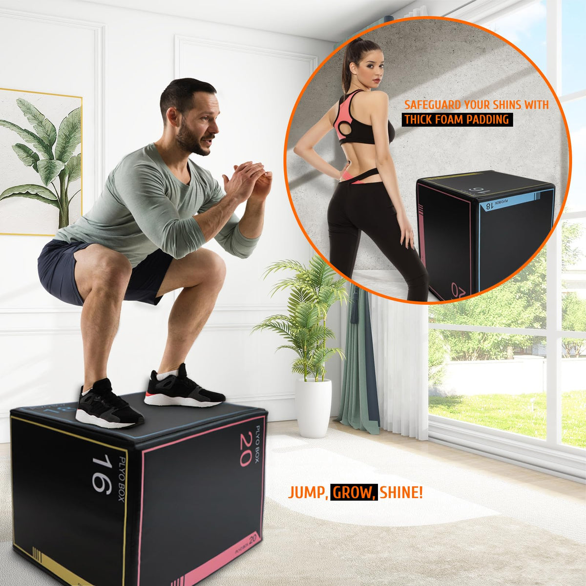 3-in-1 Non-Slip Foam Plyometric Jump Box Y201176