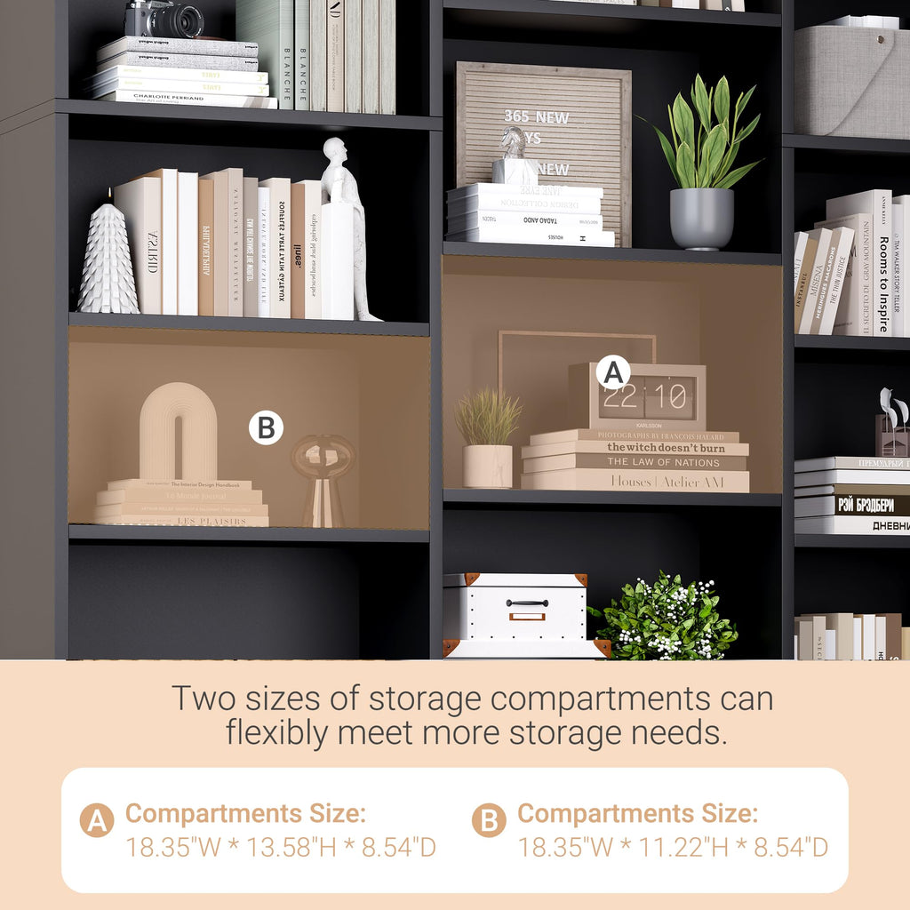 Black 6 Tier 17 Shelf Bookshelf W9430