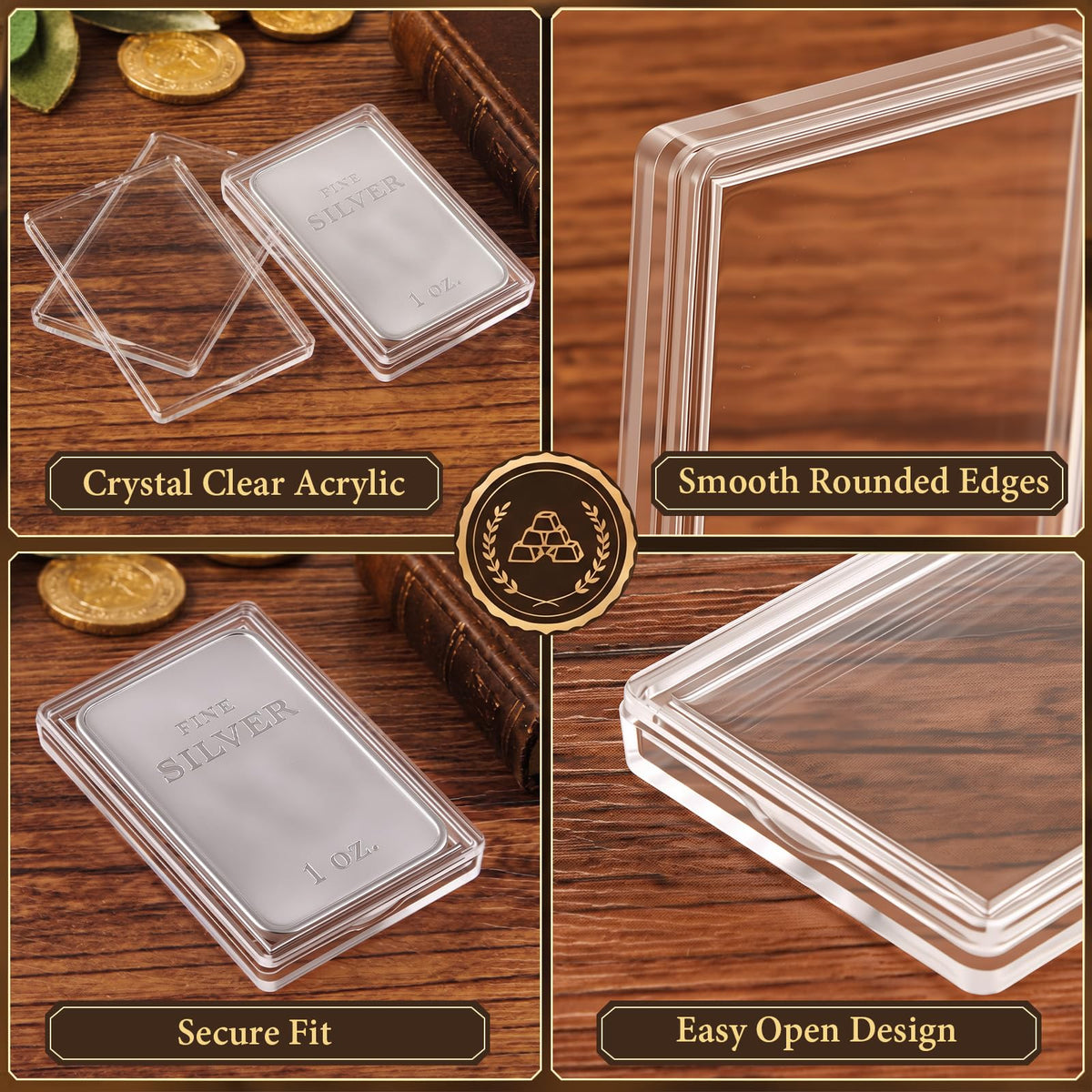 60 Pcs Silver Bar Holder Case Y764