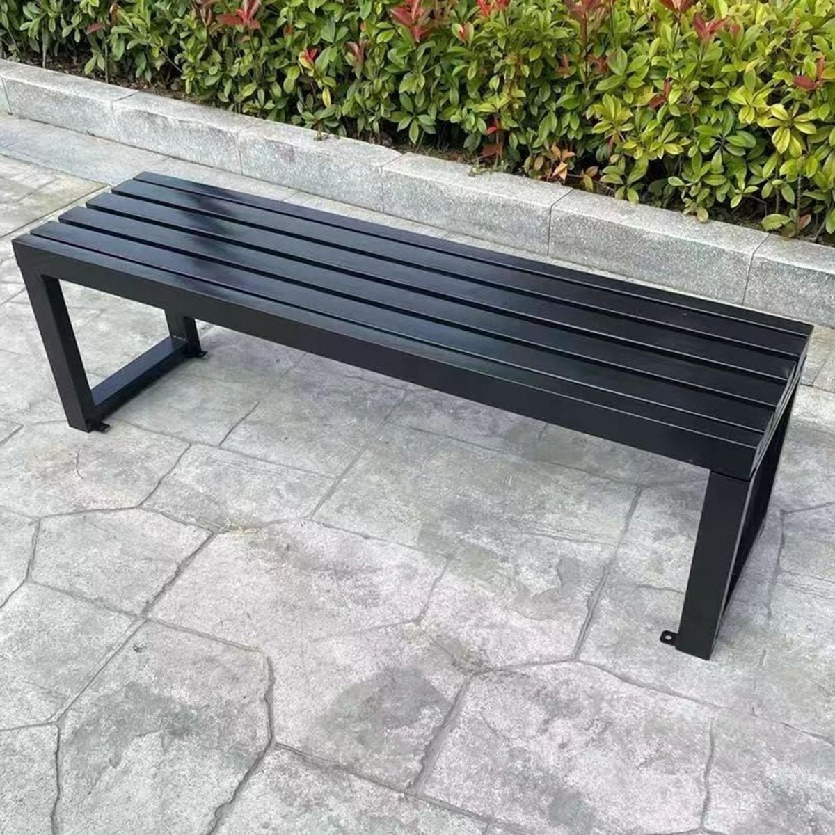 Black 5.9ft Metal Outdoor Bench O735