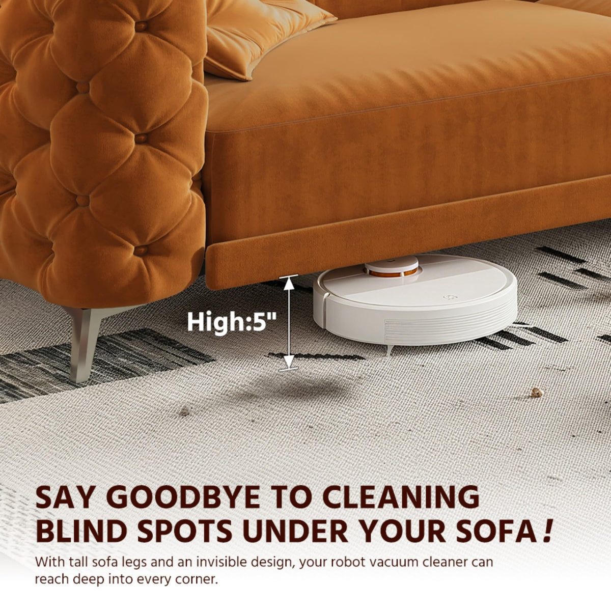 Velvet Convertible Sleeper Sofa with Ottoman L51529