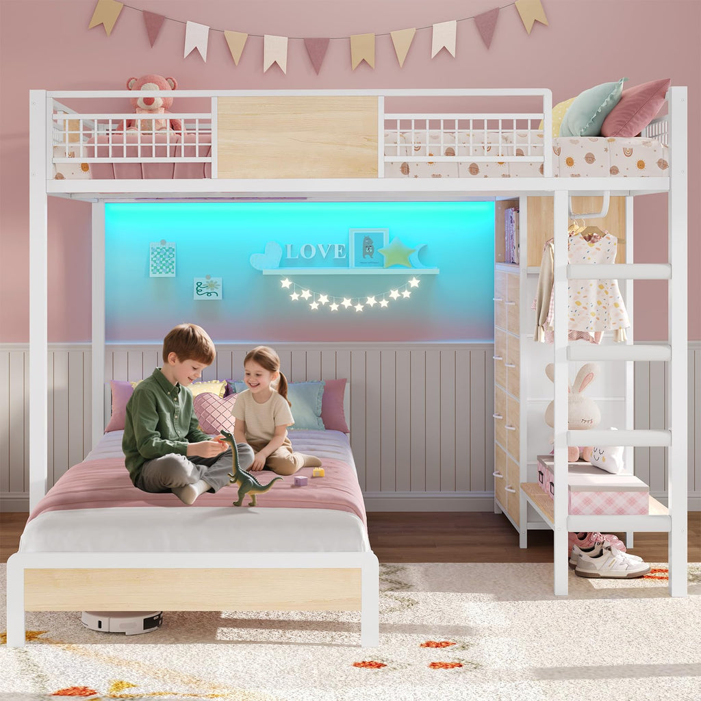 Full Over Twin Bunk Bed with 8 Storage Drawers T244928