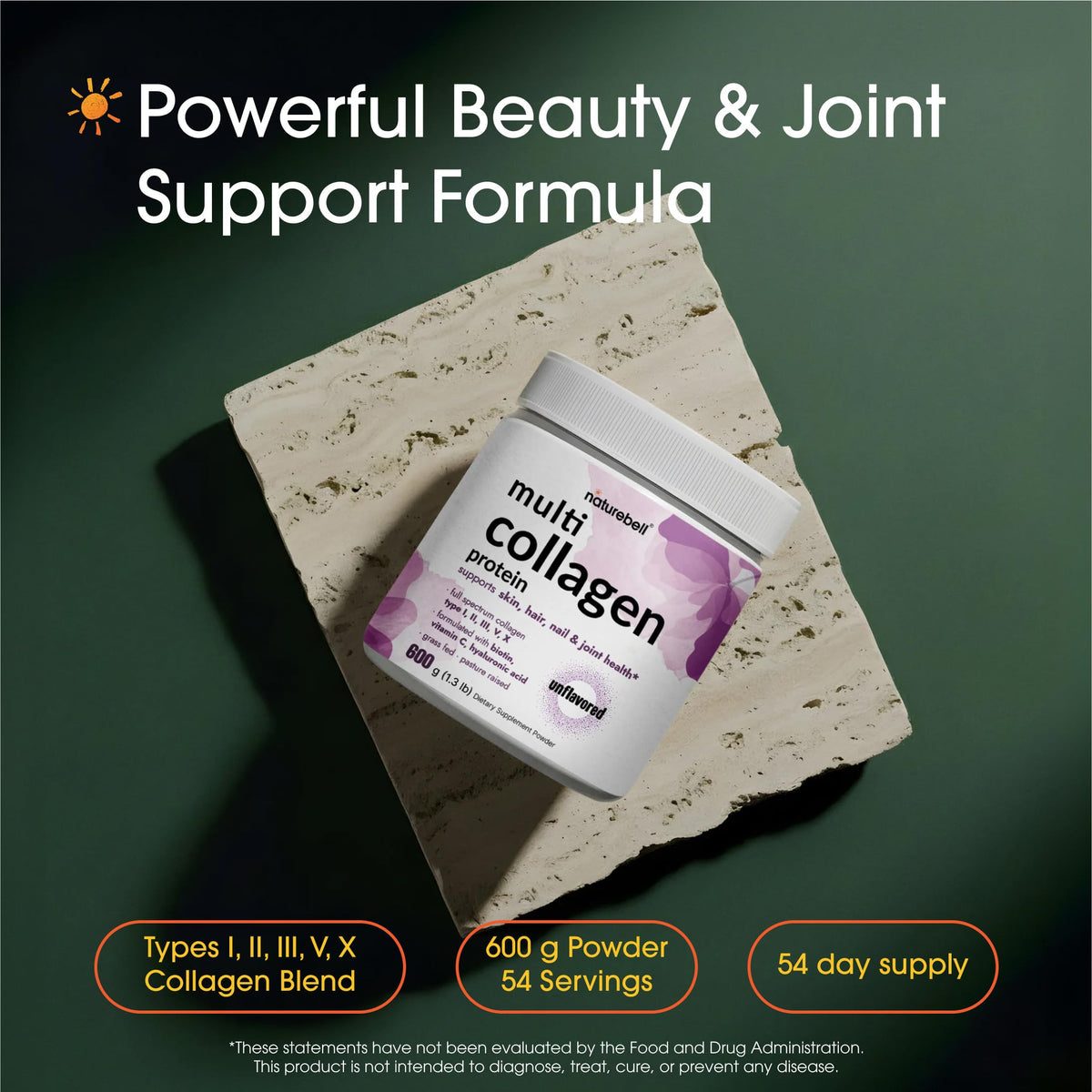 Hydrolyzed Collagen Peptides Protein Powder 600g Unflavored C352940