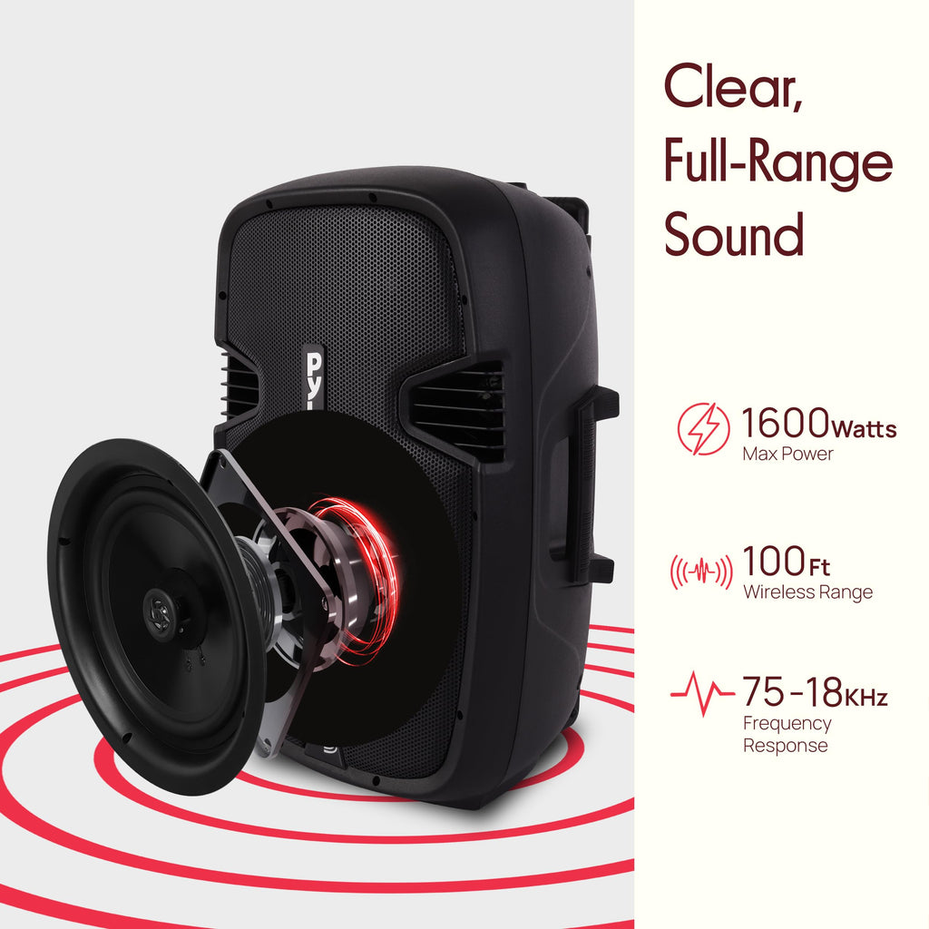 15-Inch Portable PA Speaker System with 2 UHF Microphones R588