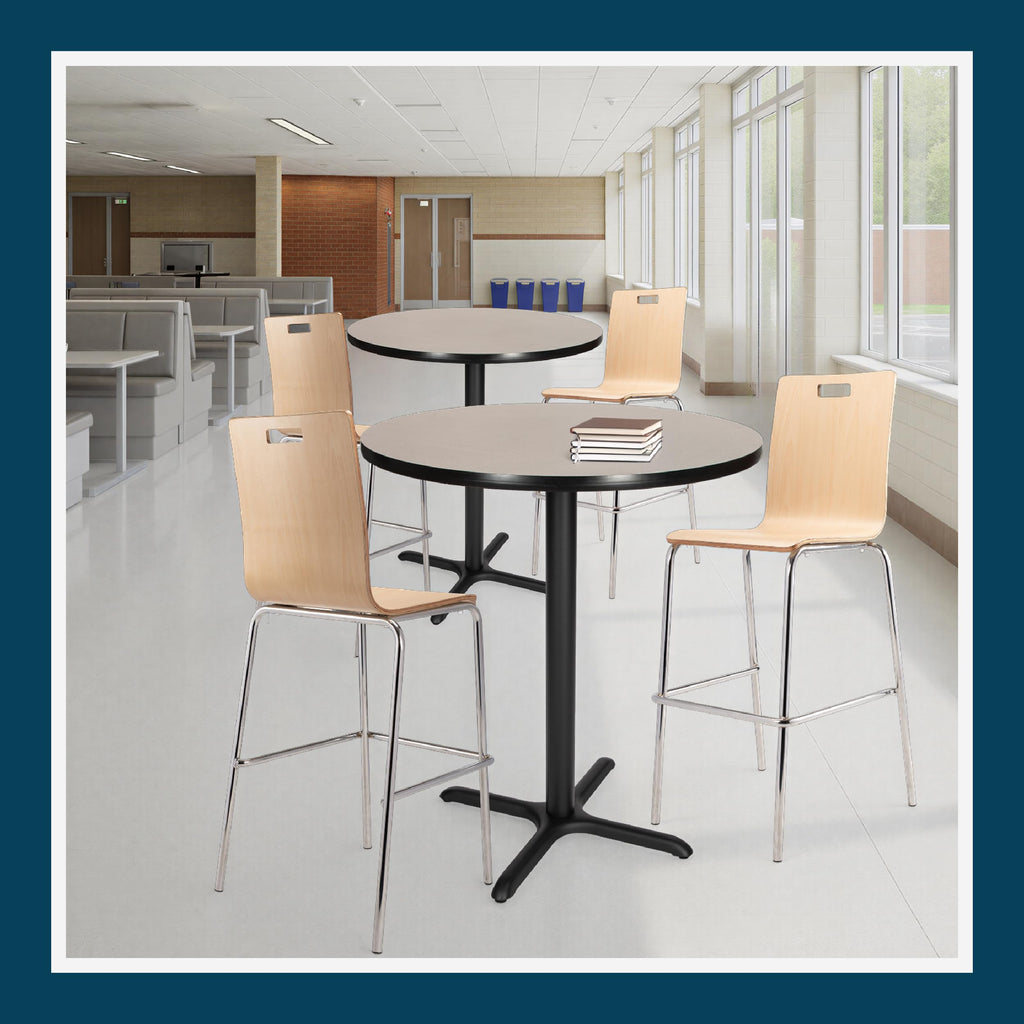Round 36 in Diameter 42 in Bar Height Black Frame Gray Laminate Cafe Table Z8034
