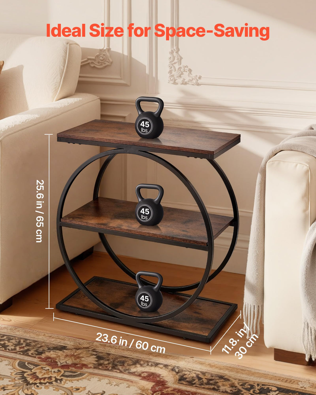 3-Tier Narrow Side Table with Open Storage Shelves G694372