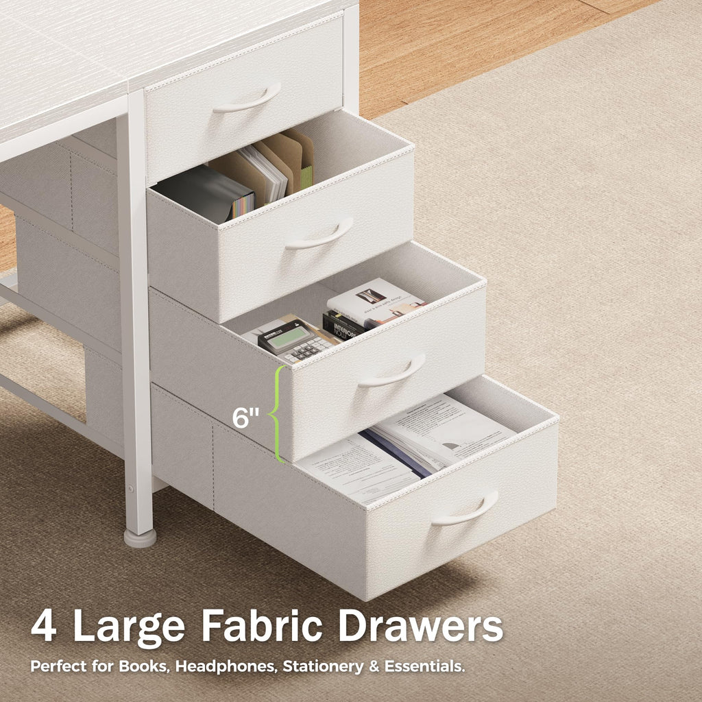 55.1 Inch White Desk with Power Outlets and USB-C Port Q335084