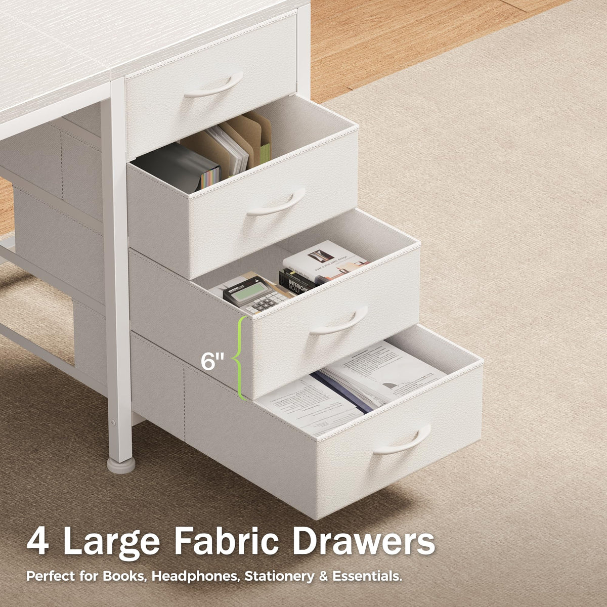 55.1 Inch White Desk with Power Outlets and USB-C Port Q335084