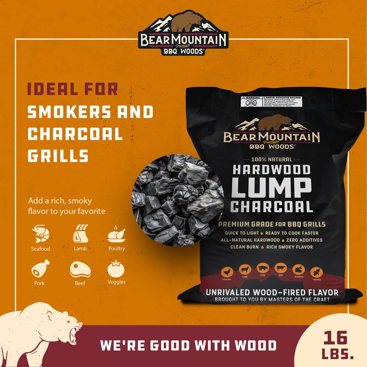 2 Pack Hardwood Lump Charcoal 8.8 Pounds Q50349