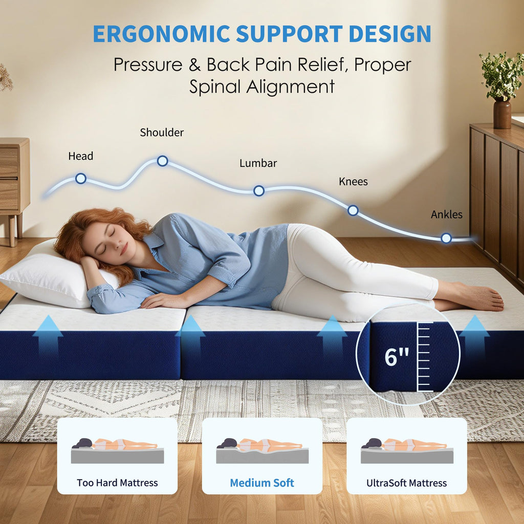 Queen 6 Inch Foldable Gel Memory Foam Mattress W421