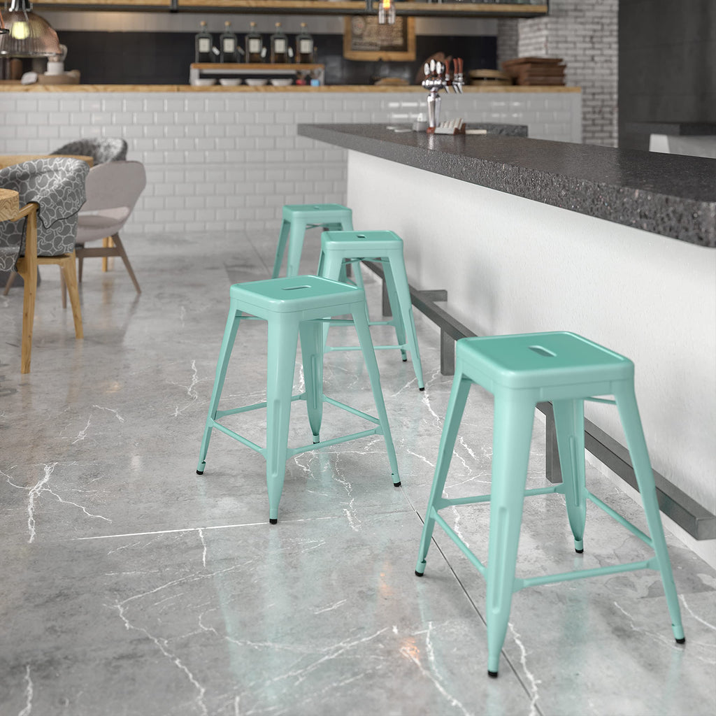 Mint Green Indoor-Outdoor Counter Height Stool L5229