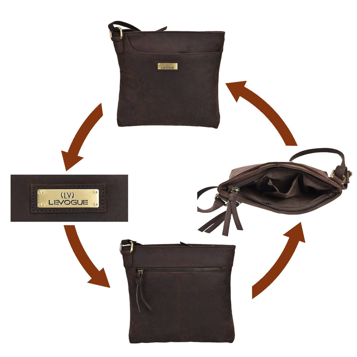 Genuine Leather Women's Crossbody Bag with Adjustable Strap P2765