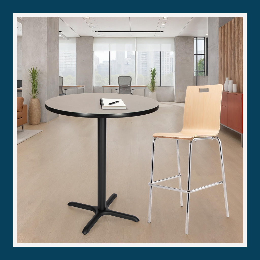 Round 36 in Diameter 42 in Bar Height Black Frame Gray Laminate Cafe Table Z8034
