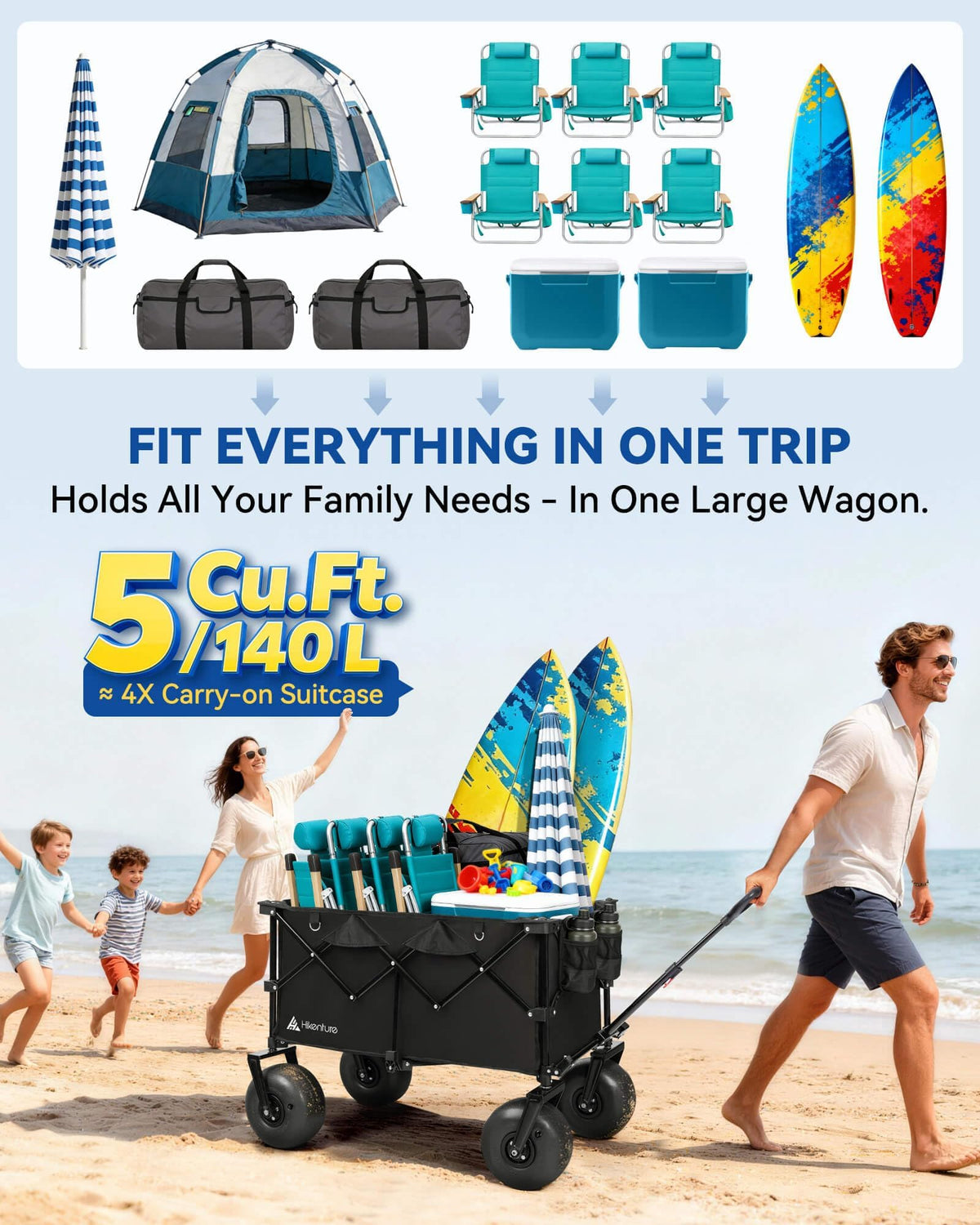 Collapsible Beach Wagon with Balloon Wheels A86063