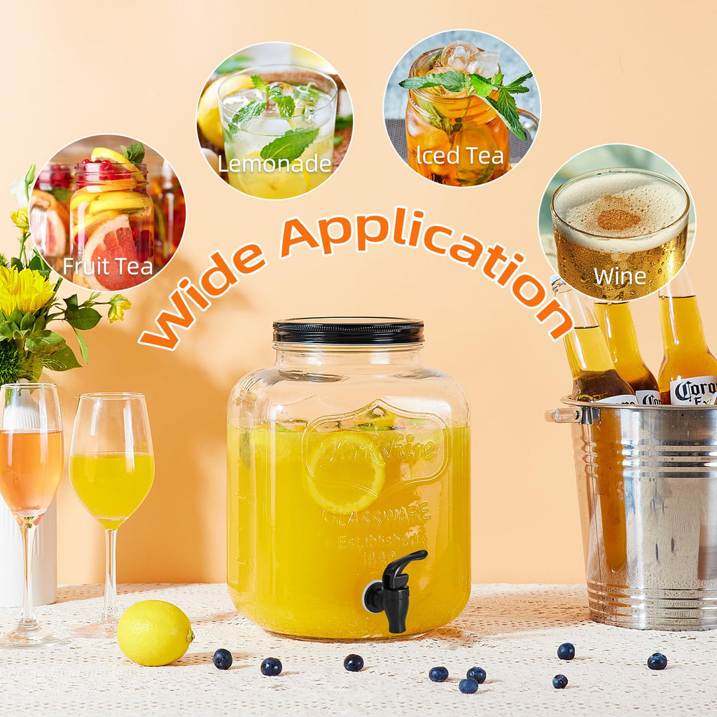 2pcs 1.5 Gallon Glass Drink Dispenser with Metal Stand Z622792