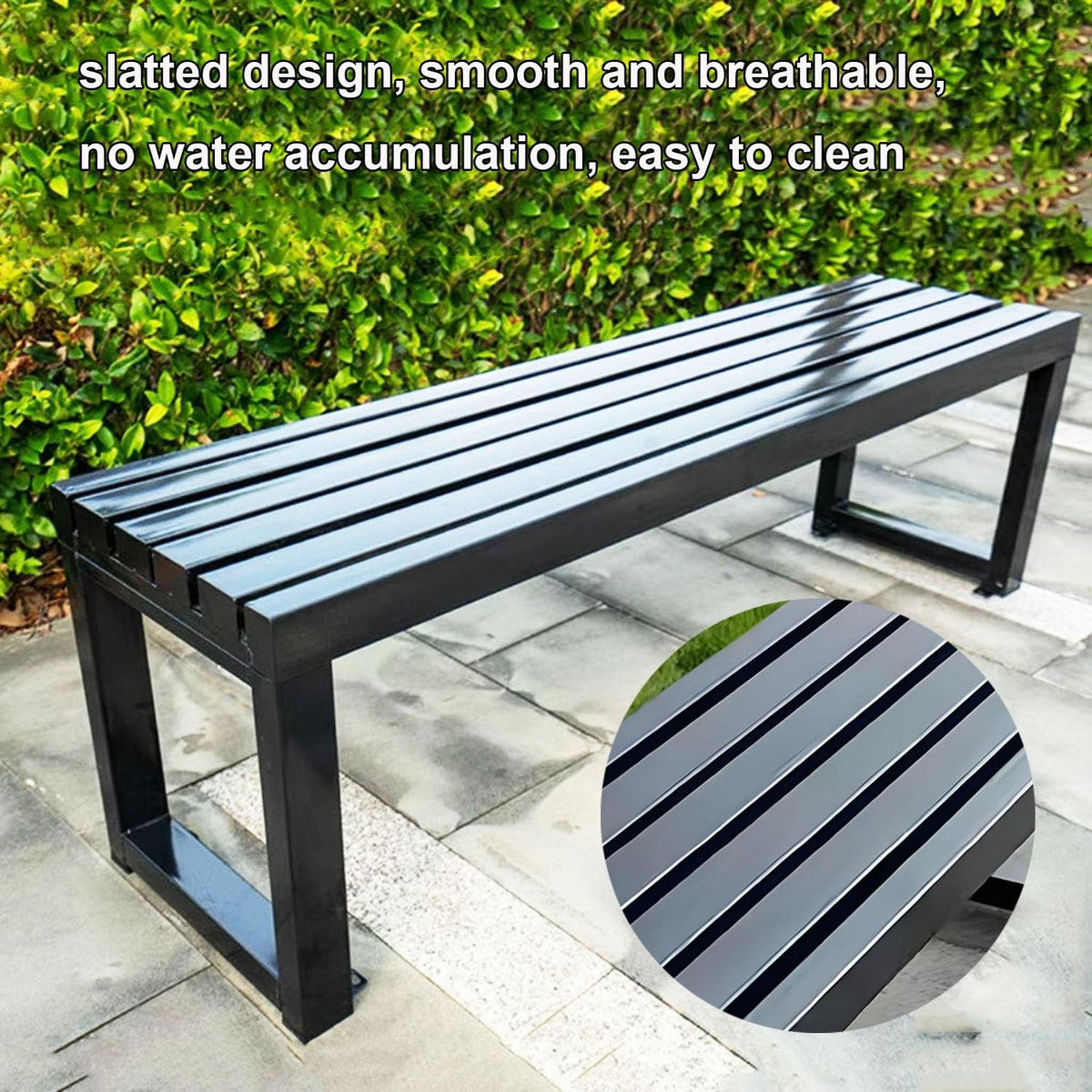Black 5.9ft Metal Outdoor Bench O735