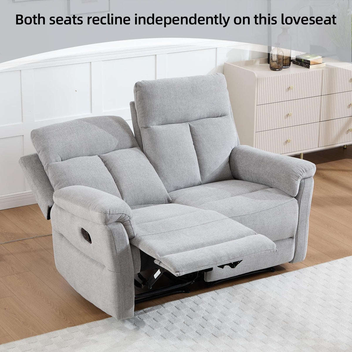 Light Gray Fabric Reclining Loveseat B132516