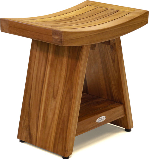 18" Teak Shower Bench with Shelf I649