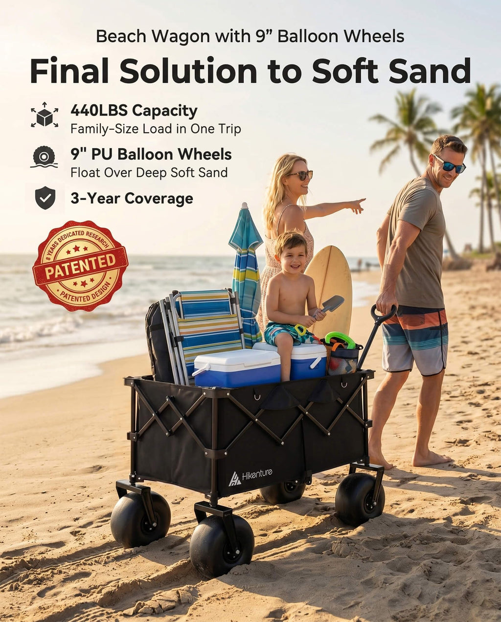 Collapsible Beach Wagon with Balloon Wheels A86063