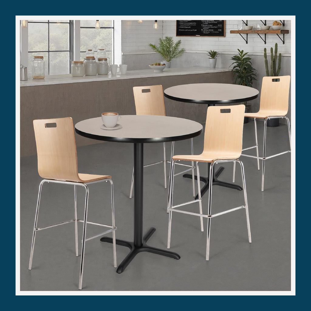 Round 36 in Diameter 42 in Bar Height Black Frame Gray Laminate Cafe Table Z8034