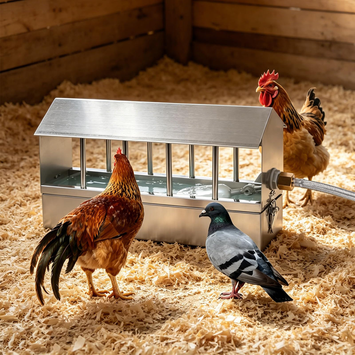 Stainless Steel Automatic Chicken Waterer with Float Valve Q98720