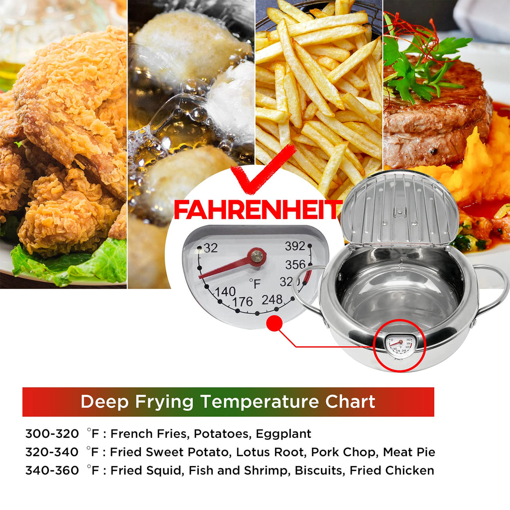 Deep Fryer Pot with Lid, 304 Stainless Steel K3558