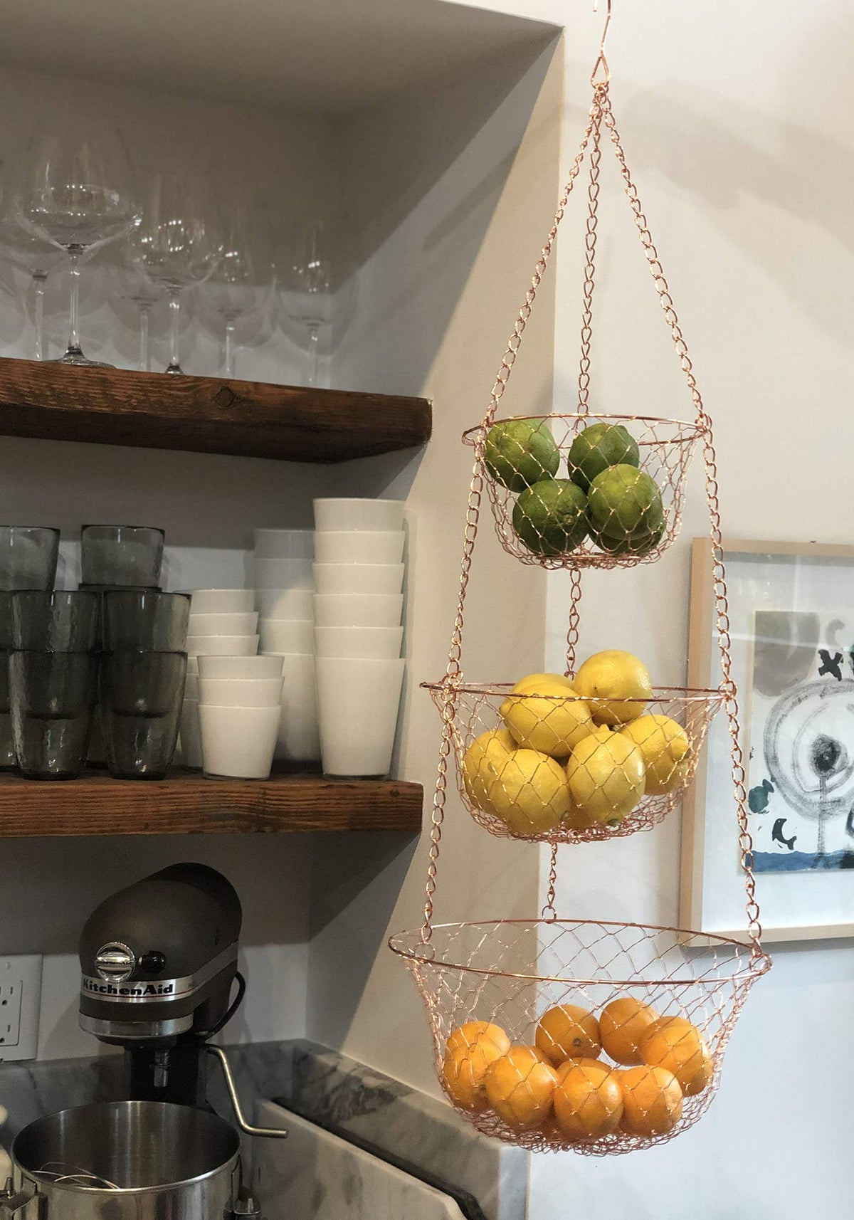 3-Tier Copper Hanging Fruit Baskets X37096
