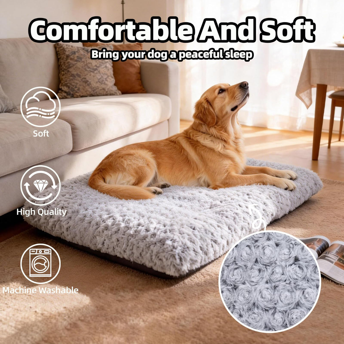 Large Washable Plush Dog Bed Z849