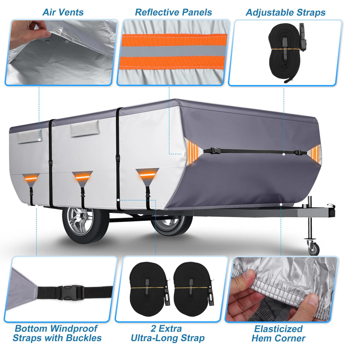 14ft-16ft Waterproof Oxford Pop-Up Camper Cover B324