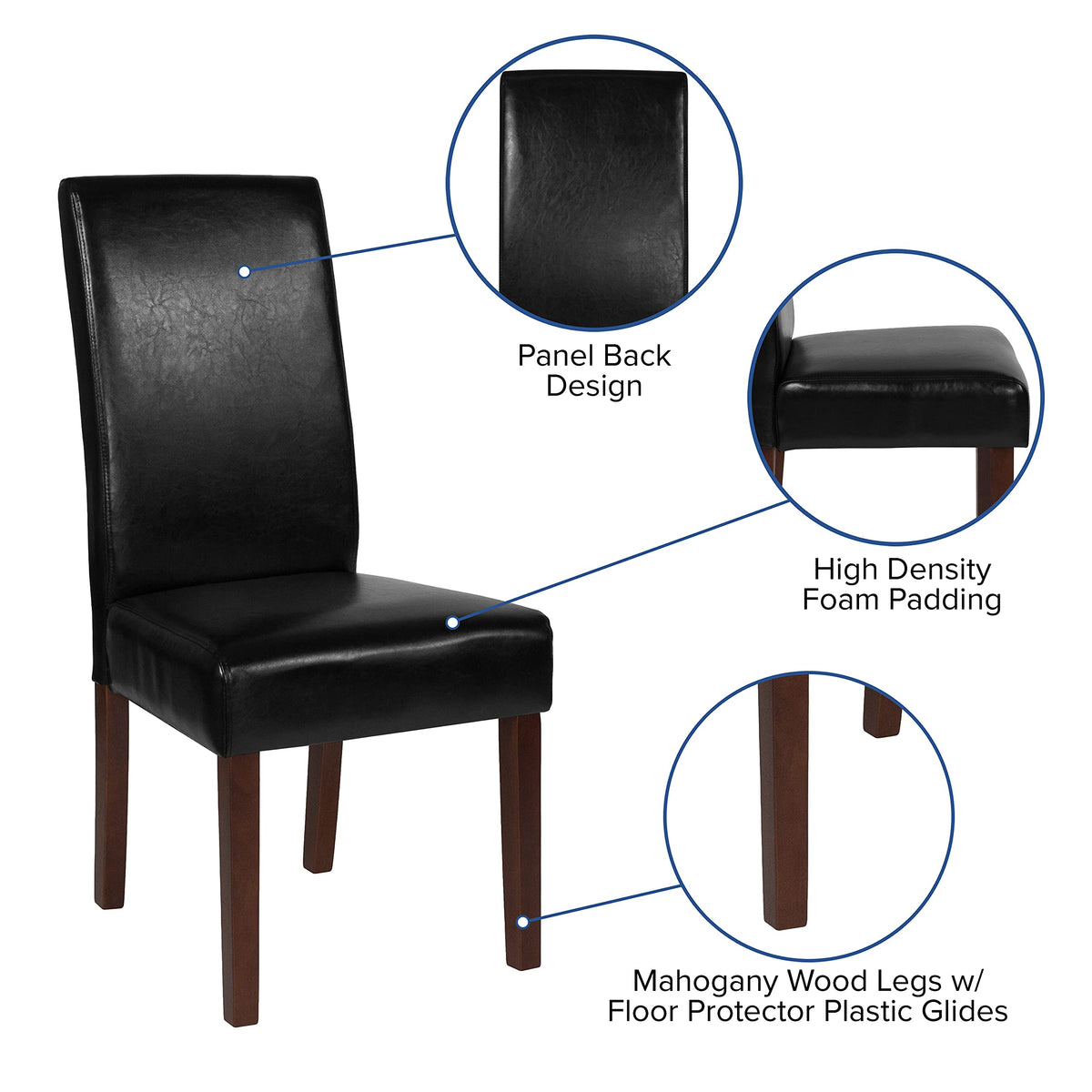 Black Faux Leather Parsons Chair 6-Pack B675330