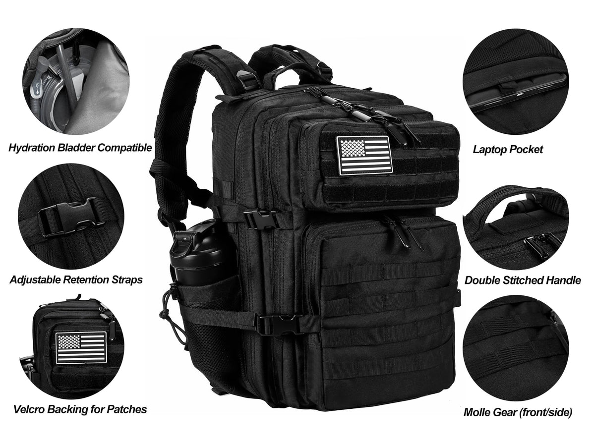 45L Tactical Backpack with Molle System Black U301