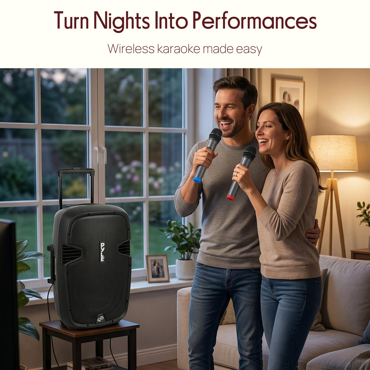 15-Inch Portable PA Speaker System with 2 UHF Microphones R588