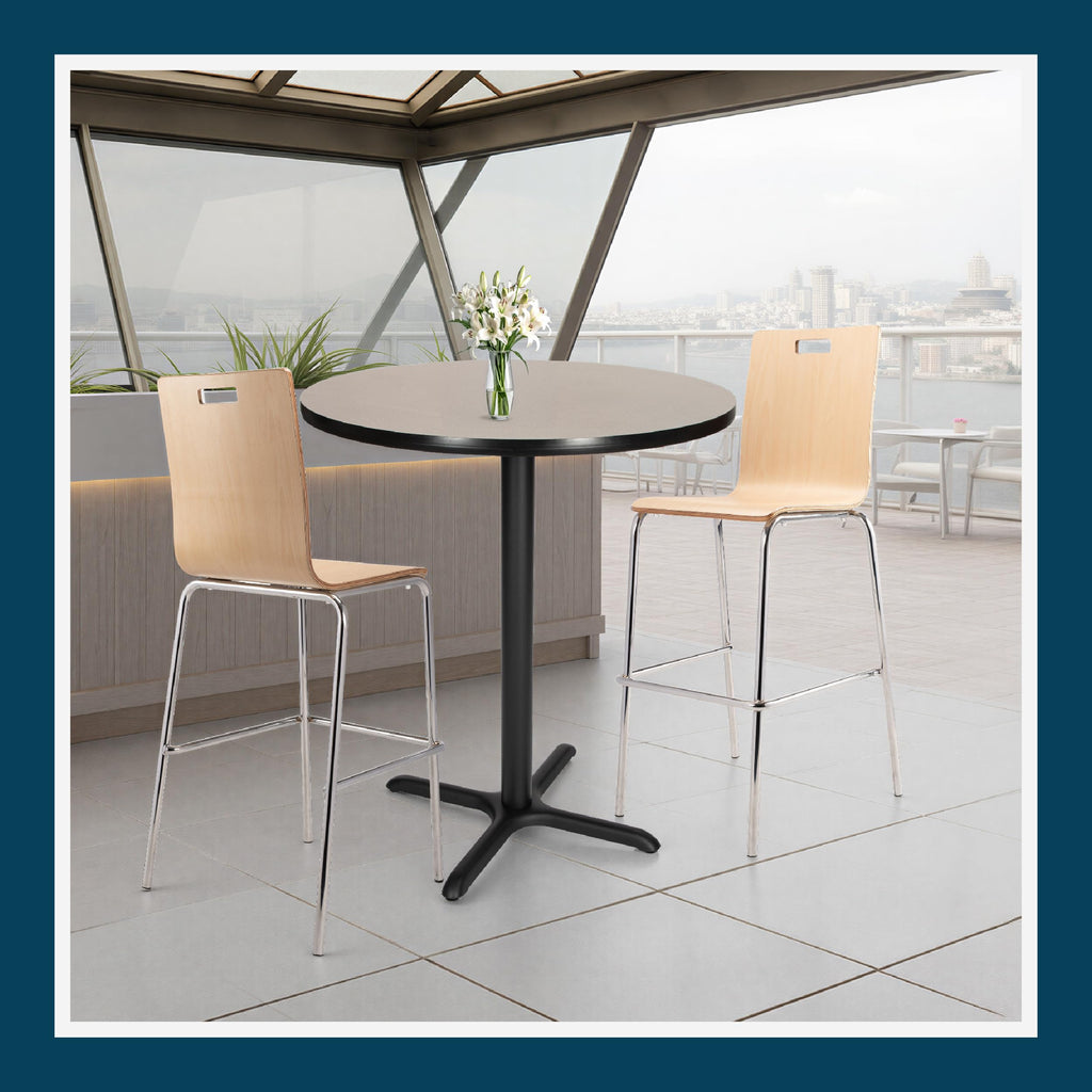 Round 36 in Diameter 42 in Bar Height Black Frame Gray Laminate Cafe Table Z8034