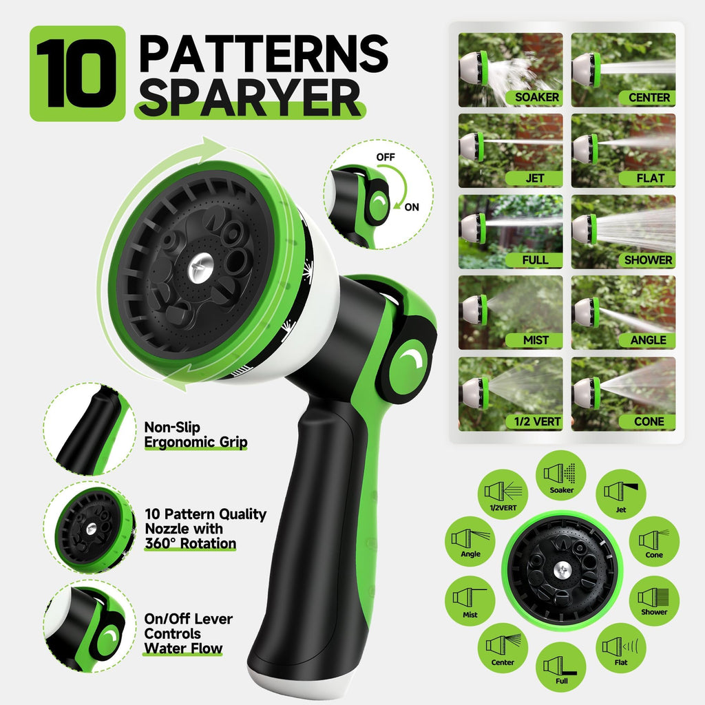 100 ft Flexible Lightweight Kink-Free Garden Hose with 10 Function Nozzle Z91689