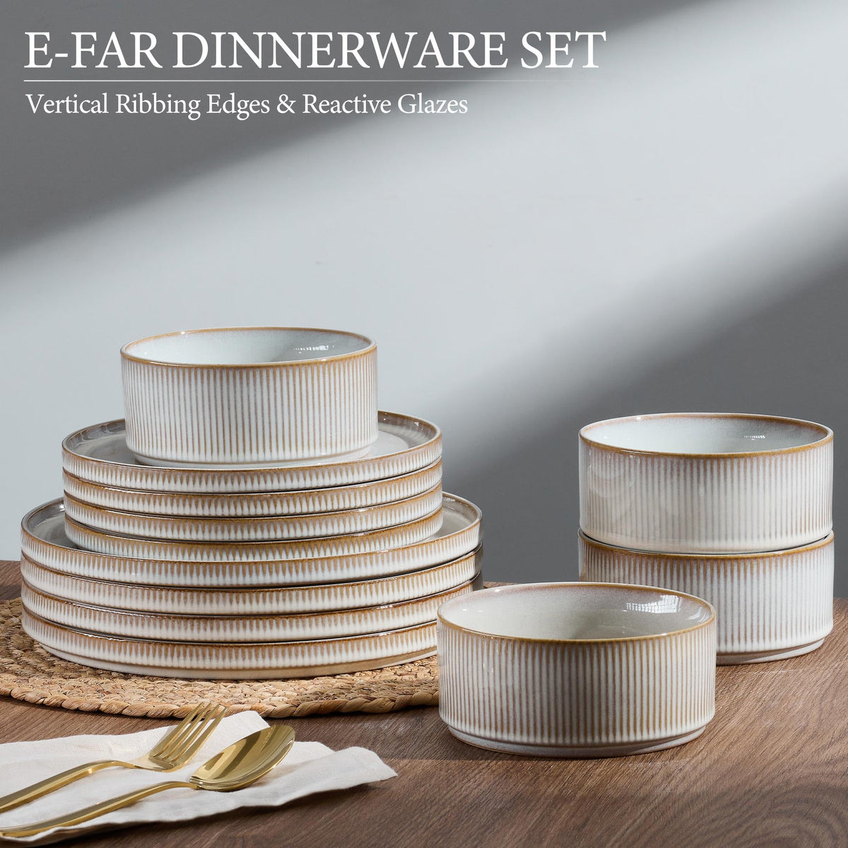 12-Piece Stoneware Plates and Bowls Set V246