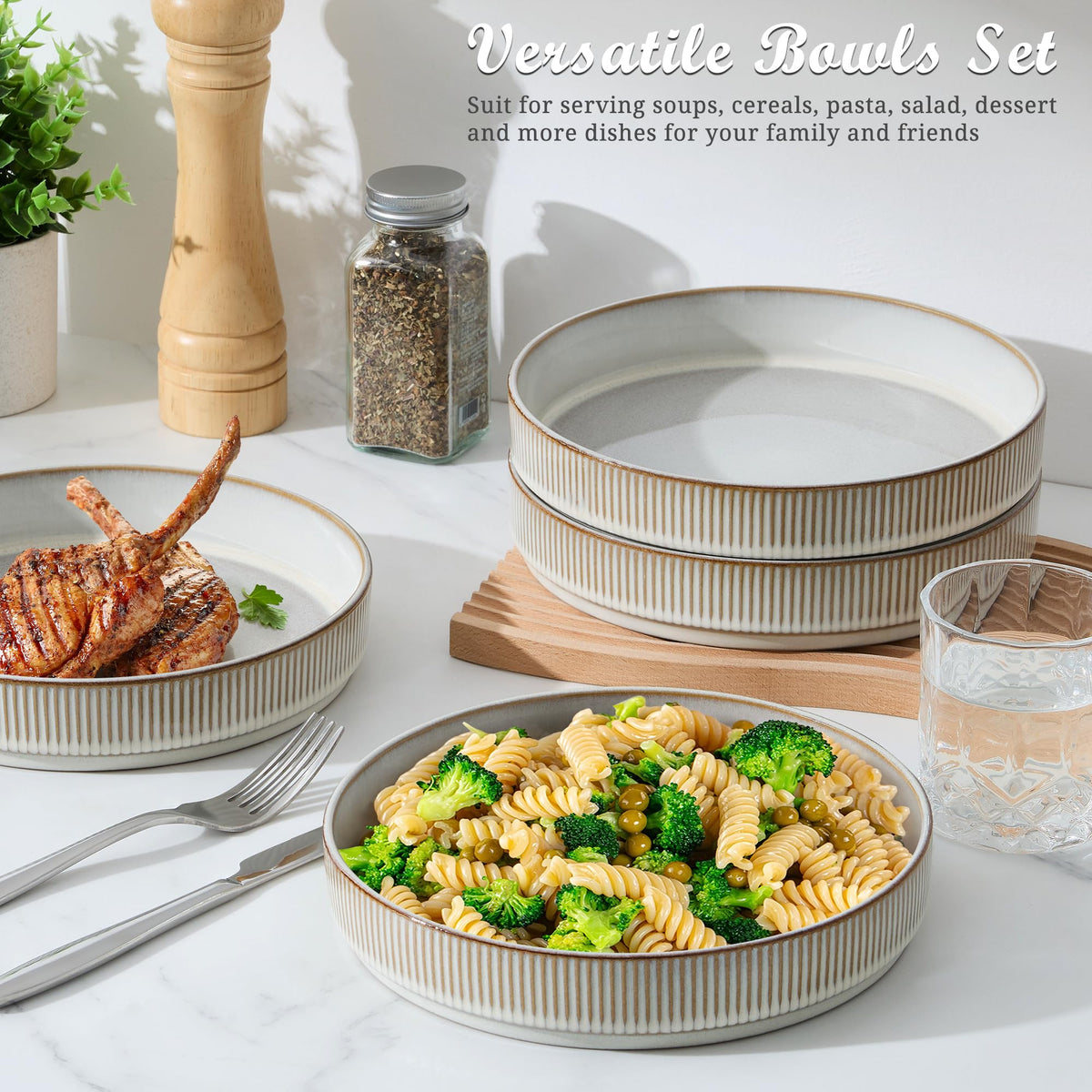 12-Piece Stoneware Plates and Bowls Set V246