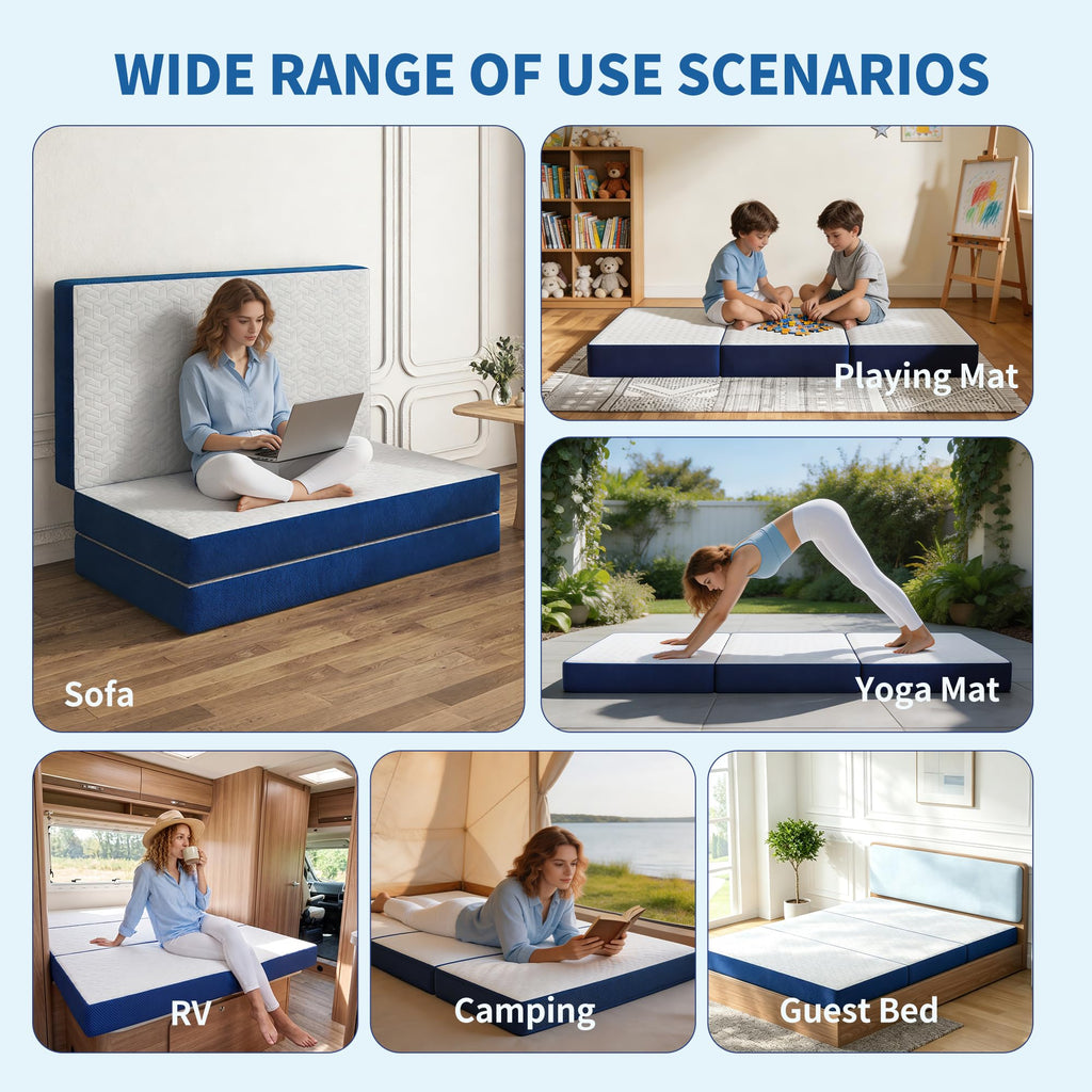 Queen 6 Inch Foldable Gel Memory Foam Mattress W421