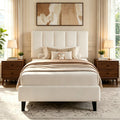 White Twin Size Upholstered Bed Frame E94523