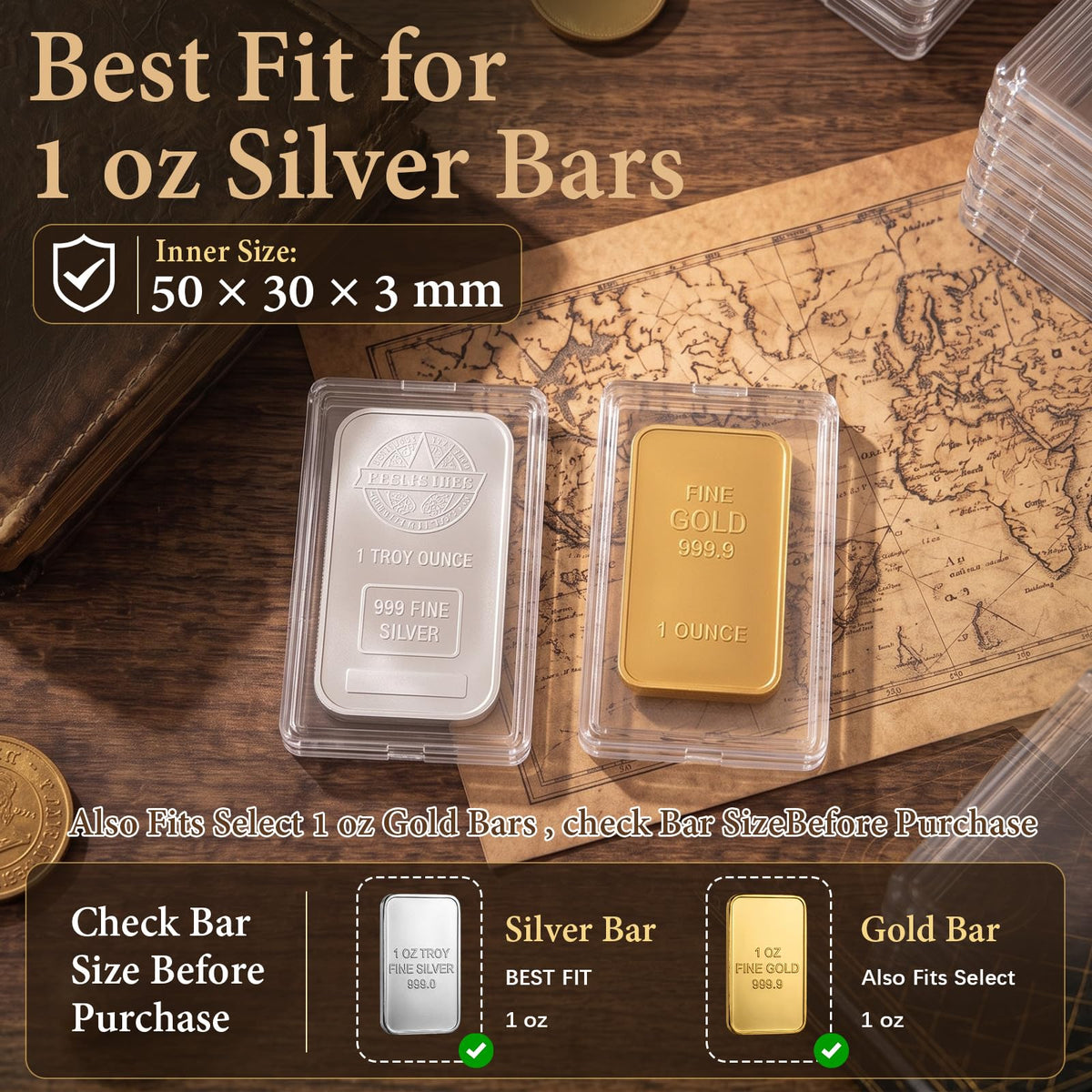 60 Pcs Silver Bar Holder Case Y764
