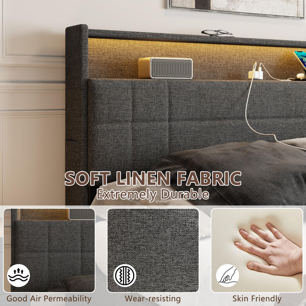 Queen Bed Frame with 4 Storage Drawers Q1173