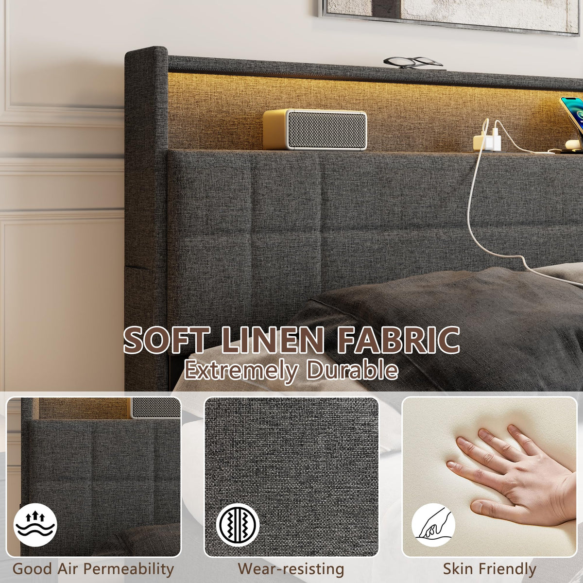 Queen Bed Frame with 4 Storage Drawers Q1173