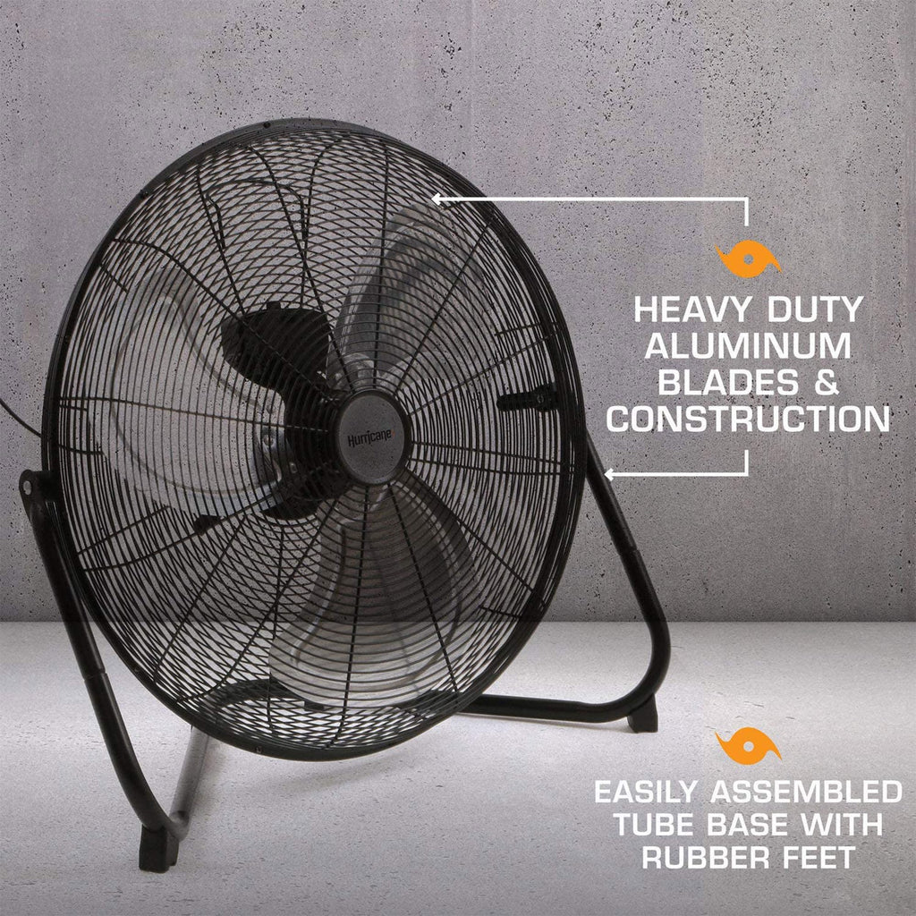 High Velocity Metal Blade Floor Fan, 3 Speeds, Black, 20in F407137